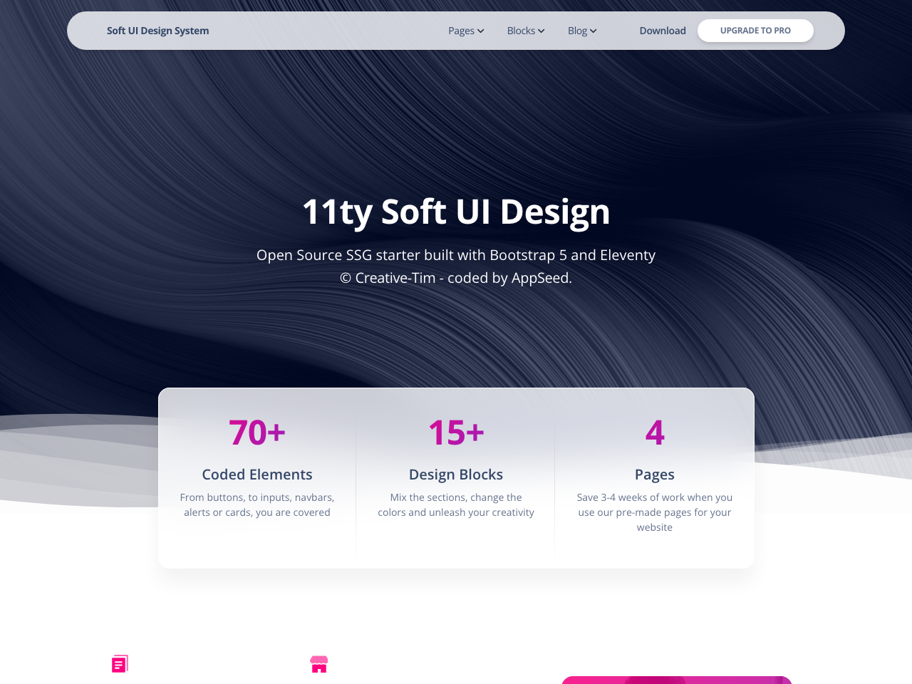 Eleventy Soft UI Design screenshot