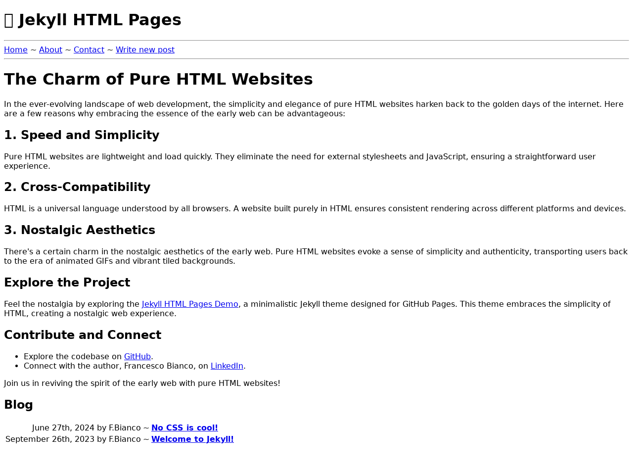 Jekyll HTML Pages screenshot