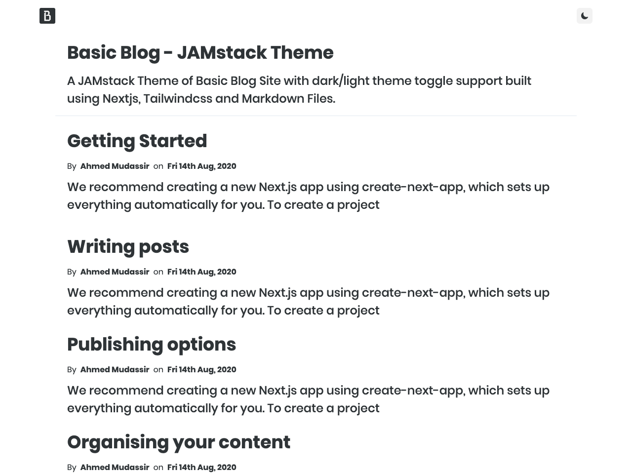 Next Basic Blog screenshot